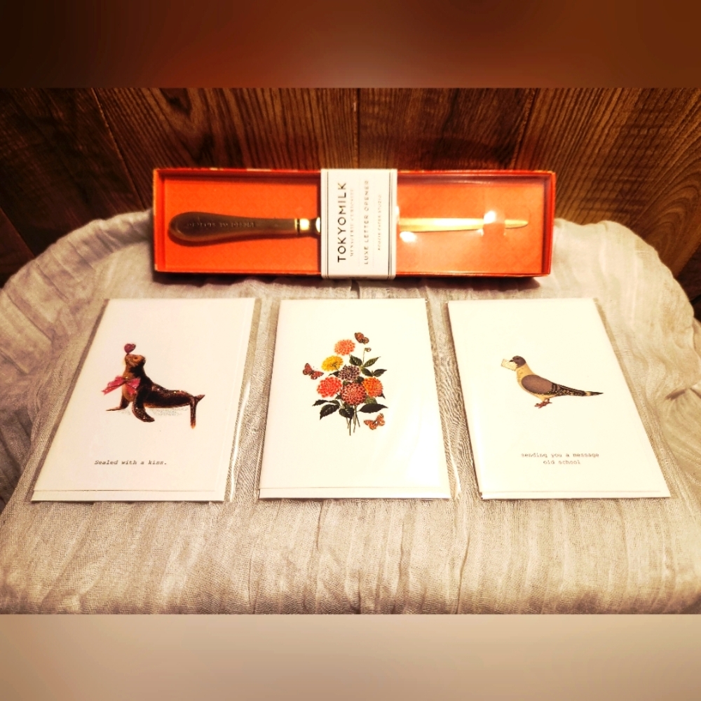 Tokyo Milk Luxe Letter Opener + Greeting Cards Set (4 Pcs Total)